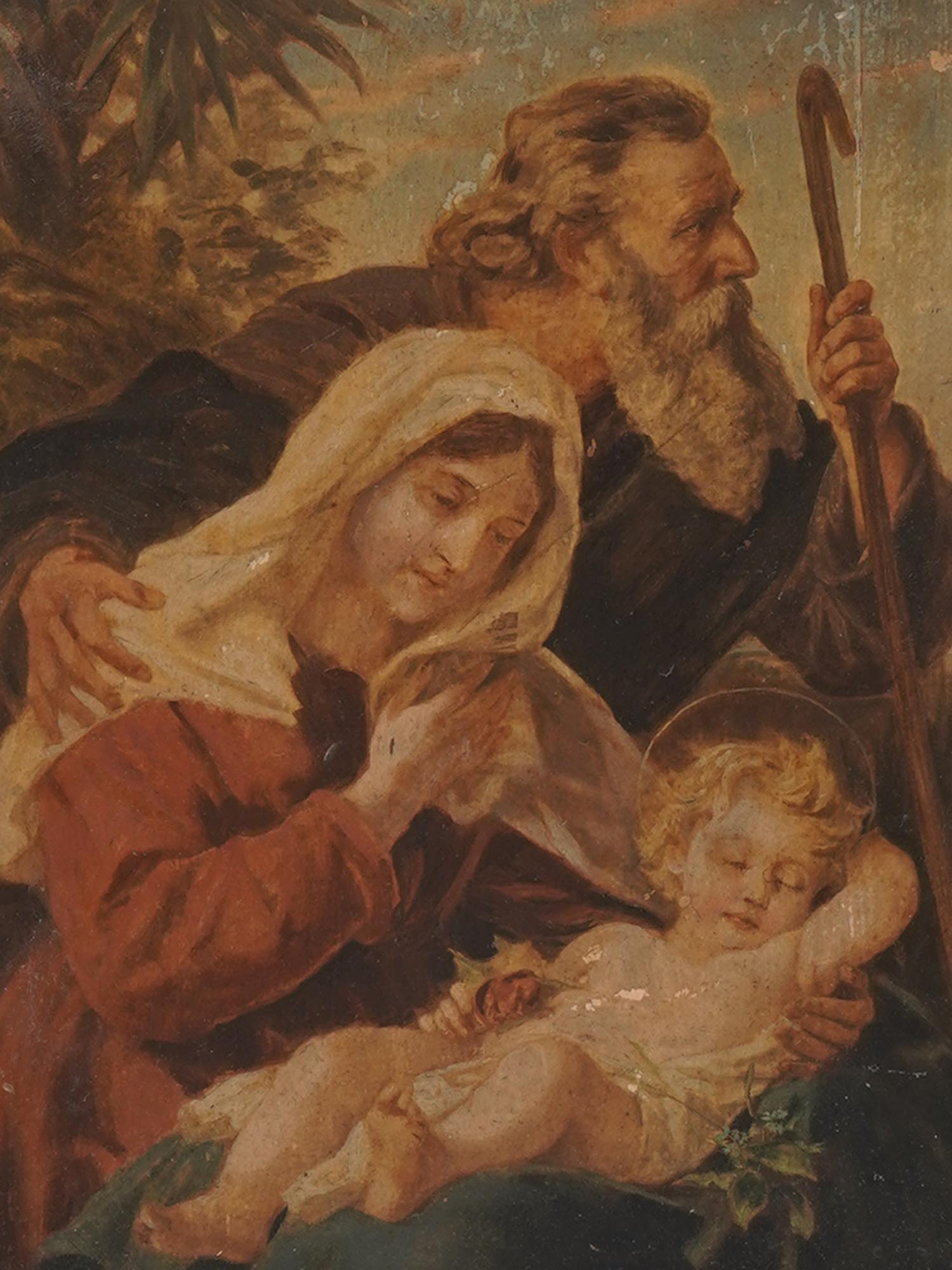 AFTER PLOCKHORST PORTRAIT PAINTING OF HOLY FAMILY PIC-1